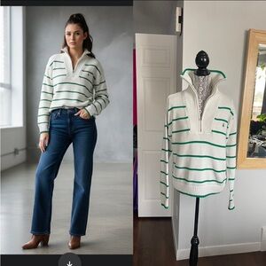 United Colors of Benetton High Neck Half Zip Knit Pullover Sweater